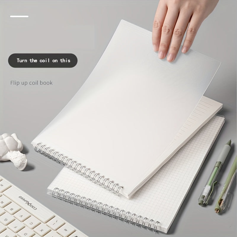 A5 Transparent Grid Coil Notebook ideal for high school students and office use.