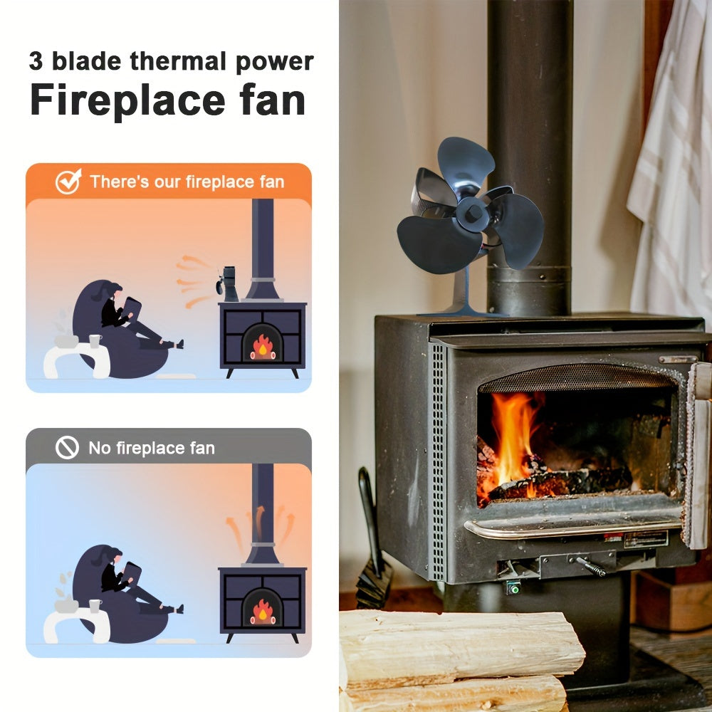 Introducing the Butterfly-Inspired Thermal Fireplace Fan! With an auto start feature, 3-blade design for efficient heat circulation, quiet operation, easy installation, and high-temperature resistant aluminum alloy construction. No batteries needed