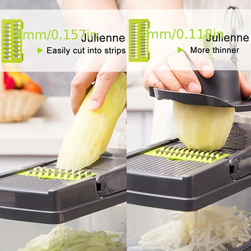 Multifunctional Kitchen Gadget: 15-in-1 Vegetable Chopper & Fruit Slicer for Onions, Potatoes, Carrots, and More - Essential Tool for Food Preparation