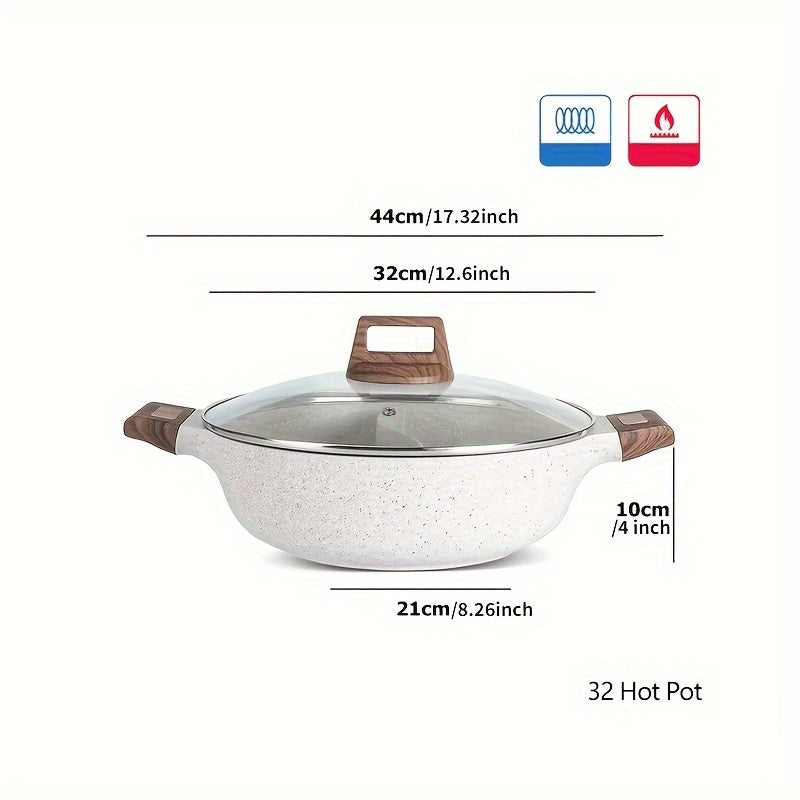 Donnor 28sm/32sm Ikki Tomonlama Qozon, Alyuminiy Non-Stick Granit Qoplamasi bilan, Induksion Pishirish Plitalari uchun Mos, Ajratilgan Bo'lakni O'z ichiga Oladi, Gaz va Elektr Pechlari uchun Ideal.