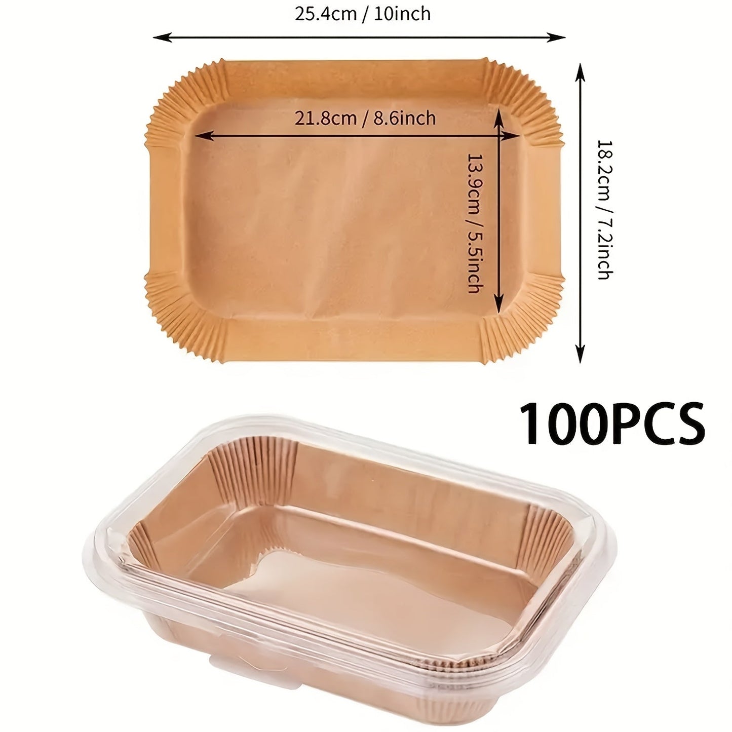 Pack of 100 Rectangular Air Fryer Parchment Paper Liners - Non-Stick Disposable Baking Trays for Ovens, Kitchen Tools & Accessories, Made with Chemical-Free Material