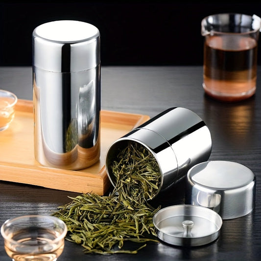 Tea Canister made of Premium 304 Stainless Steel, Safe for Food Contact, with Airtight Seal for Home and Travel - Available in 400ml and 560ml sizes