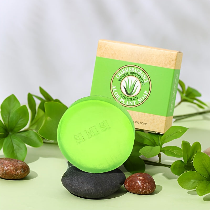 Aloe Vera Soap with Essential Oil - Deeply cleanses, moisturizes, controls oil - Rich foam for all skin types, men and women