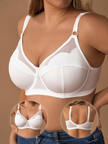 Chic Underwire Bra with Stretch Knit Fabric, Mesh Detail, and No Padding for Everyday Wear