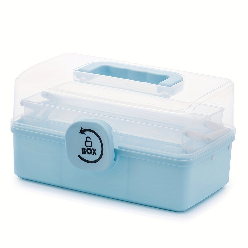 Contemporary Square Plastic Medicine Organizer Box with Large Capacity, Multiple Layers, Lockable Design, No Electricity Required, Ideal for Home & Medical First Aid Storage