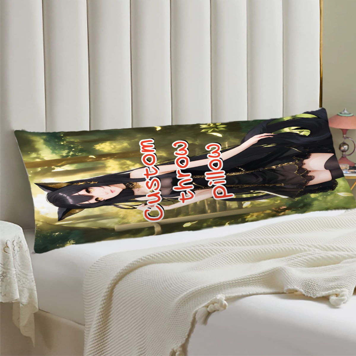 Get ready for the holidays with this Anime Custom Body Pillow Cover! Featuring a double-sided print with Halloween/Thanksgiving/Christmas/New Year themes, this Dakimakura Case is made from plush short velvet fabric. Personalize it with your own photo on