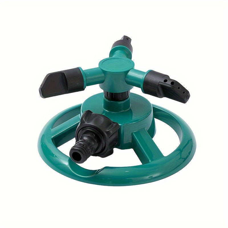 Durable garden sprinkler with 360-degree rotation for efficient watering of lawns and plants, easy to set up and water-saving.