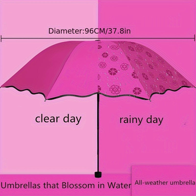 Waterproof folding umbrella with sun protection and wind resistance, Blossoming In Water Sun Umbrella.