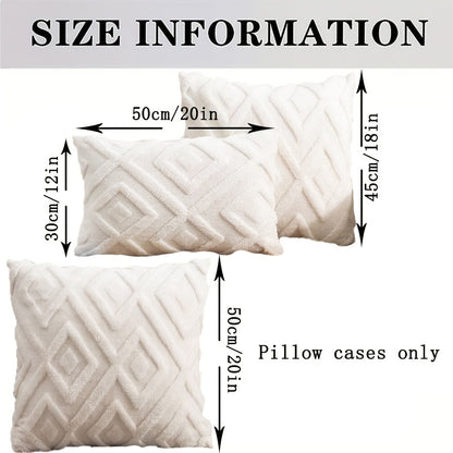 A pair of faux fur plush pillow covers, stylish and cozy for holiday home or bedroom decor.