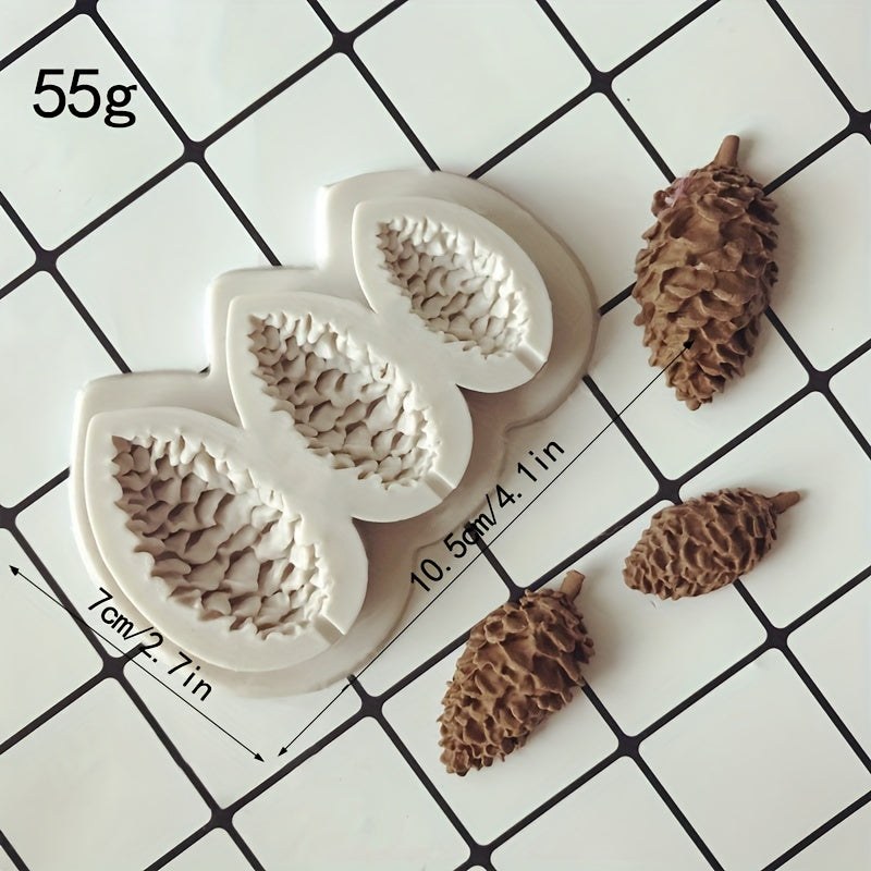 1 piece of Pine Cone Fondant Mold, 3D Silicone Mold, perfect for making Pinecone Candy and Chocolate. Ideal for DIY Cake Decorating and a useful tool in the kitchen for baking enthusiasts. Great addition to your Christmas decor.