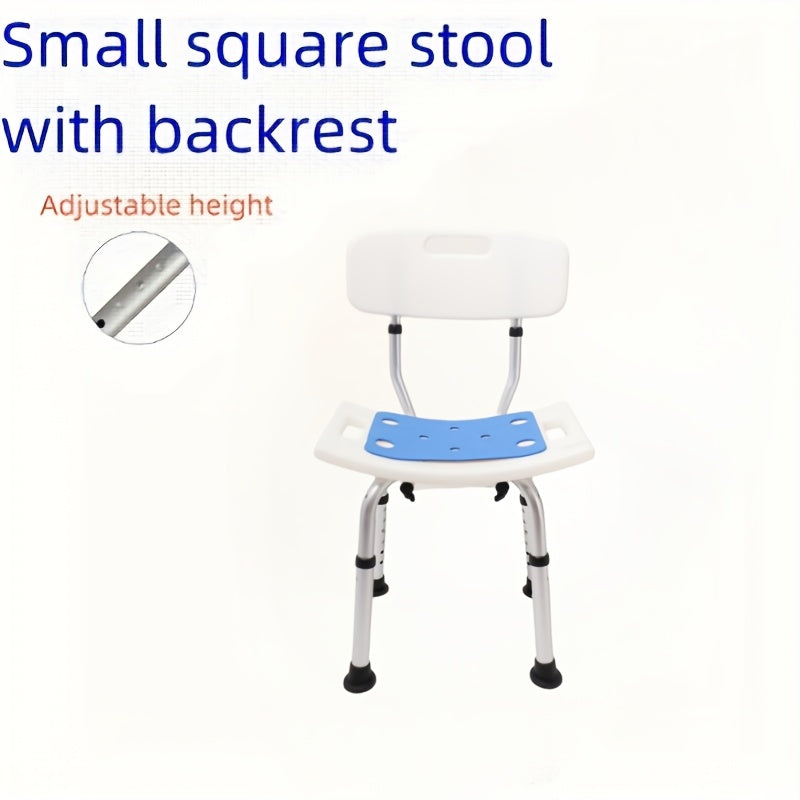 Anti-slip bath chair for elderly, pregnant women, and youngsters. Aluminum construction with no-drill installation. Anti-fall shower stool for bathroom.