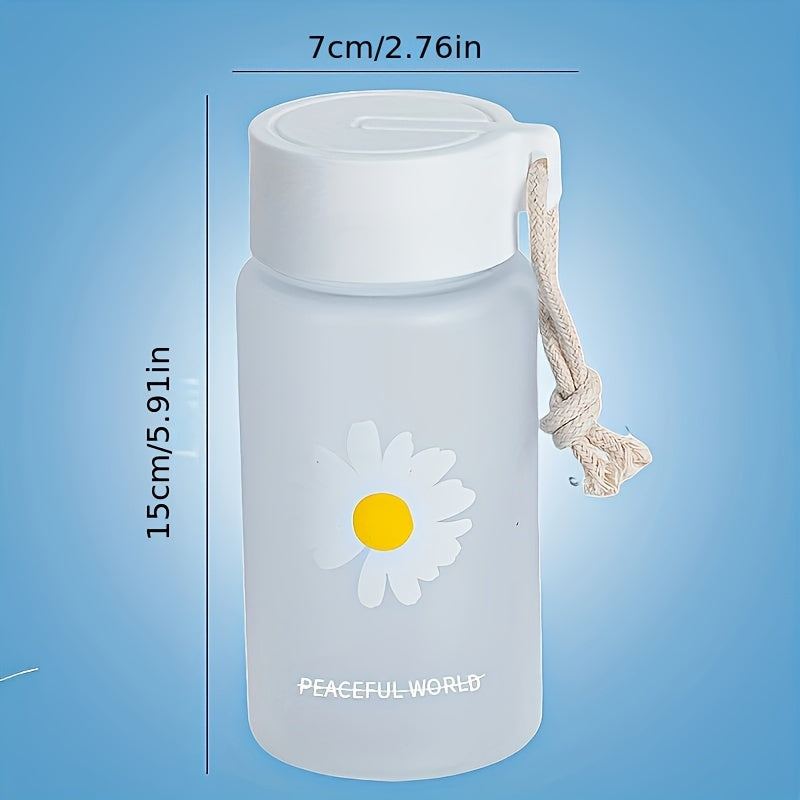 Leakproof water bottle with chrysanthemum print - safe for food contact, BPA-free plastic, perfect for school, outdoor activities, and everyday use.