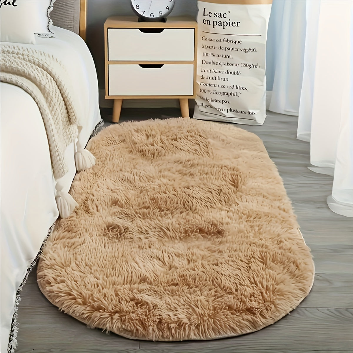 Indulge in Luxury with Our Super Soft Oval Rug - Easily Washable, Non-Slip Plush Mat Perfect for Bedroom, Living Room, and Home Decor. Lightweight and Simple to Maintain, This Rug is an Ideal Gift for Christmas, Halloween, or Thanksgiving.