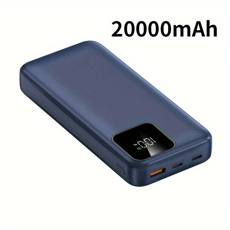 20000mAh portable power supply with 22.5W/PD20W fast charging, LED battery display, dual input and output, compact and portable.