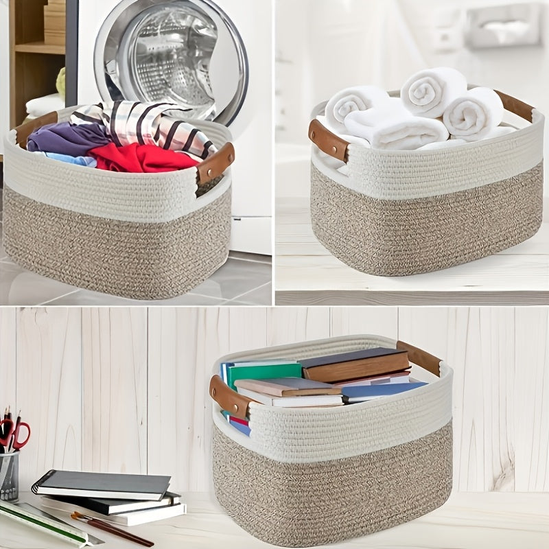 Stylish 2-Tier Woven Storage Basket with Liner - Strong Fabric Laundry Hamper for Clothing, Makeup & Small Items | Modern Home Decor for Desks and Living Areas, Multipurpose Basket