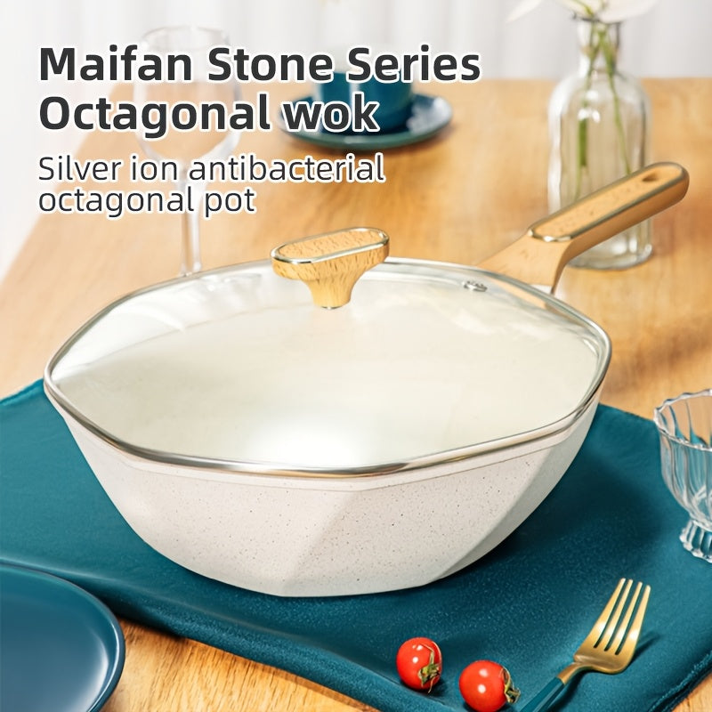 Cook food easily with the Octagonal Pan, a non-stick frying pan made of medical stone. This versatile pan is suitable for gas cookers, induction cookers, and is a must-have for any kitchen. Upgrade your kitchen utensils with this handy gadget that will