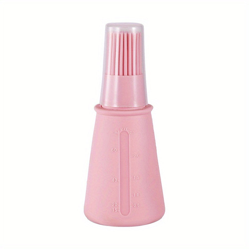 Portable silicone oil bottle with brush for outdoor baking and BBQ.