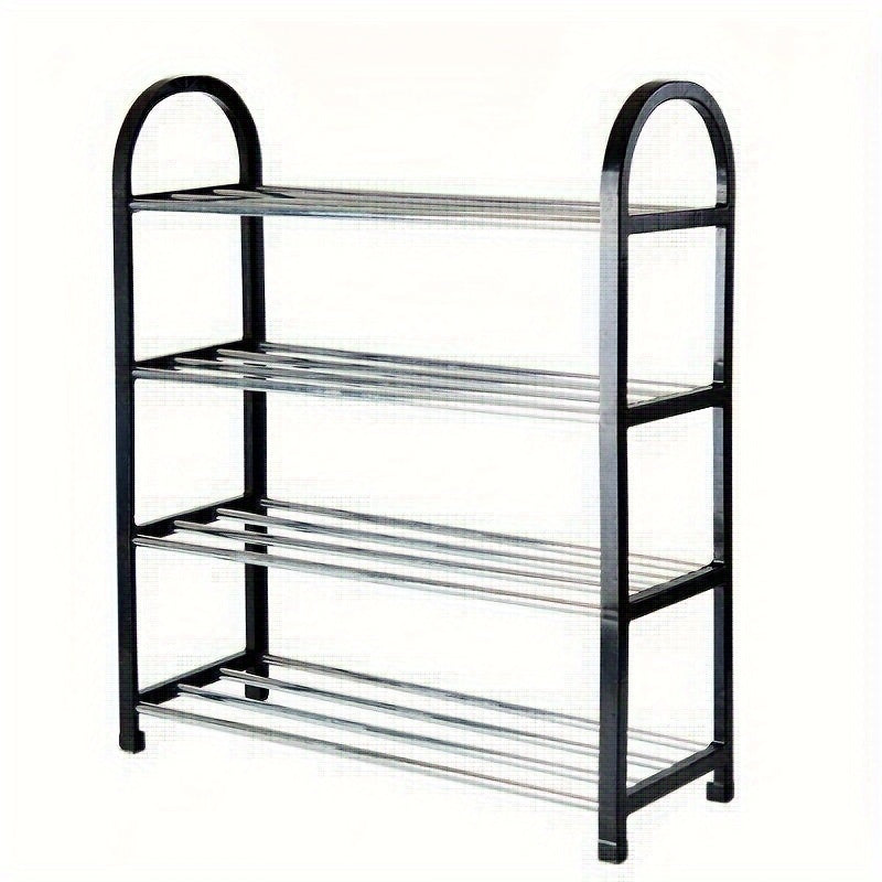 4-Tier Black Shoe Rack with Ample Space - Simple Assembly, Ideal Storage Solution for Dorms, Schools & Homes, Made from Strong Polypropylene, Shoe Organizer with Large Capacity