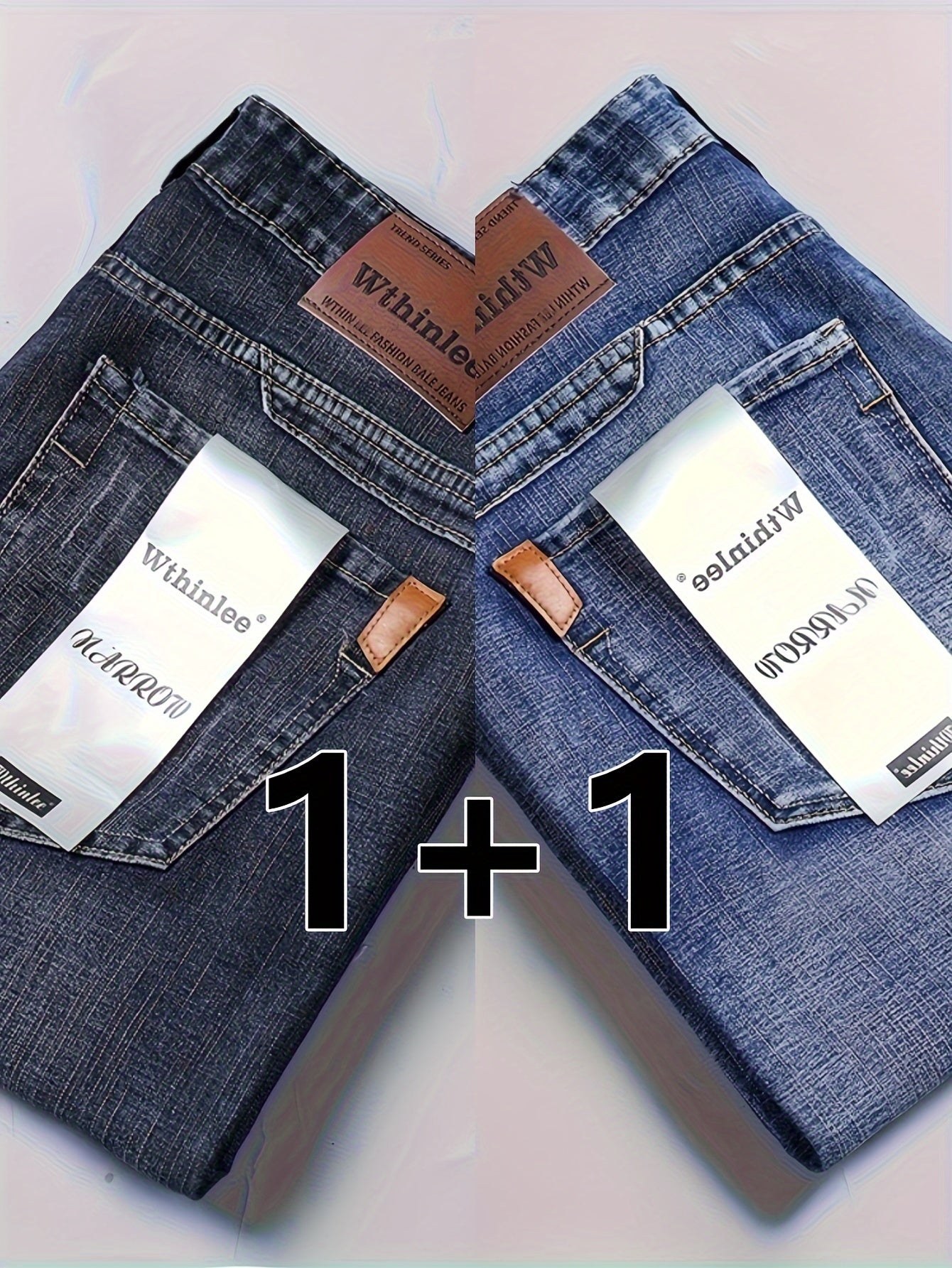 2 Men's Denim Pants with Pockets for Outdoor Activities