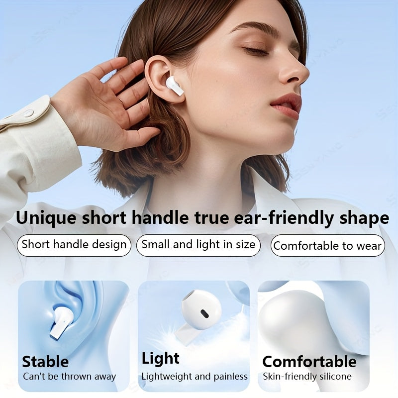 True Wireless Mini Headphones with HiFi, Dolby Bass, Stereo HD Calling, Smart Touch Control, USB-C Rechargeable, Portable Design