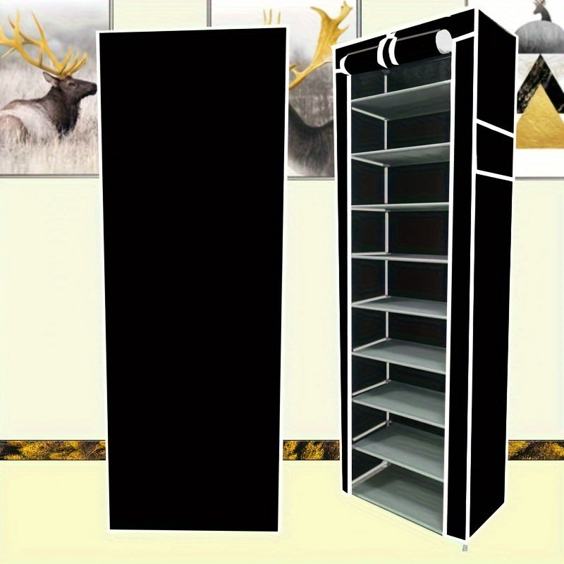 10-Tier Shoe Rack with Dustproof Cover - Space-Saving Design, High Storage Capacity, Perfect for Home, Dorms & Rental Properties, Multi-Layer Shoe Organizer