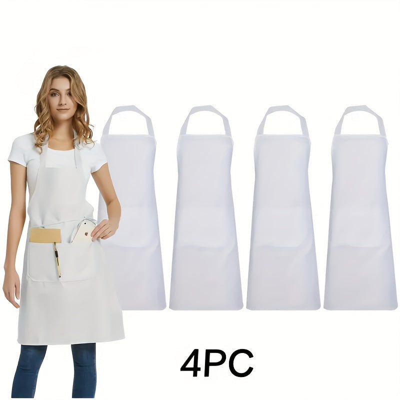 Adjustable canvas aprons with pockets - waterproof, stain-resistant, and comfortable for various uses, easy to clean.