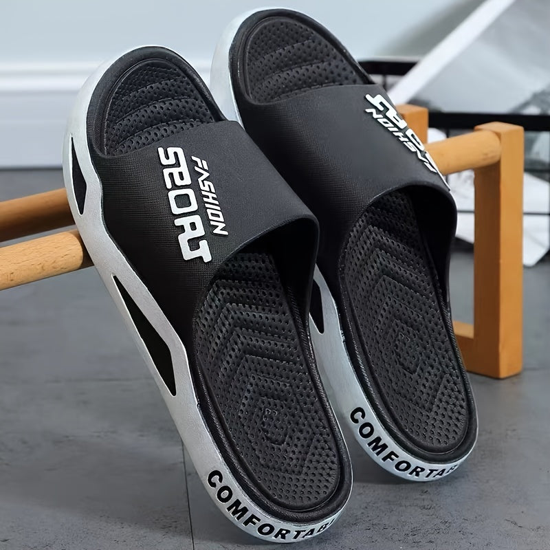 Men's comfortable open toe PVC slippers, perfect for indoor or outdoor wear all year round.