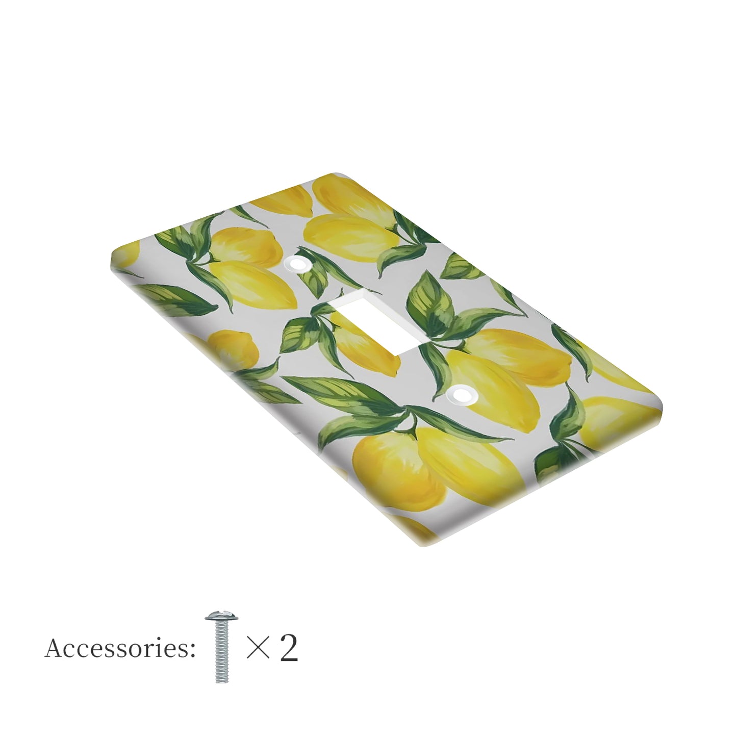 Stylish yellow lemon light switch cover for 1 or 2 gang switches, ideal for kitchen, bathroom, and living room decor.