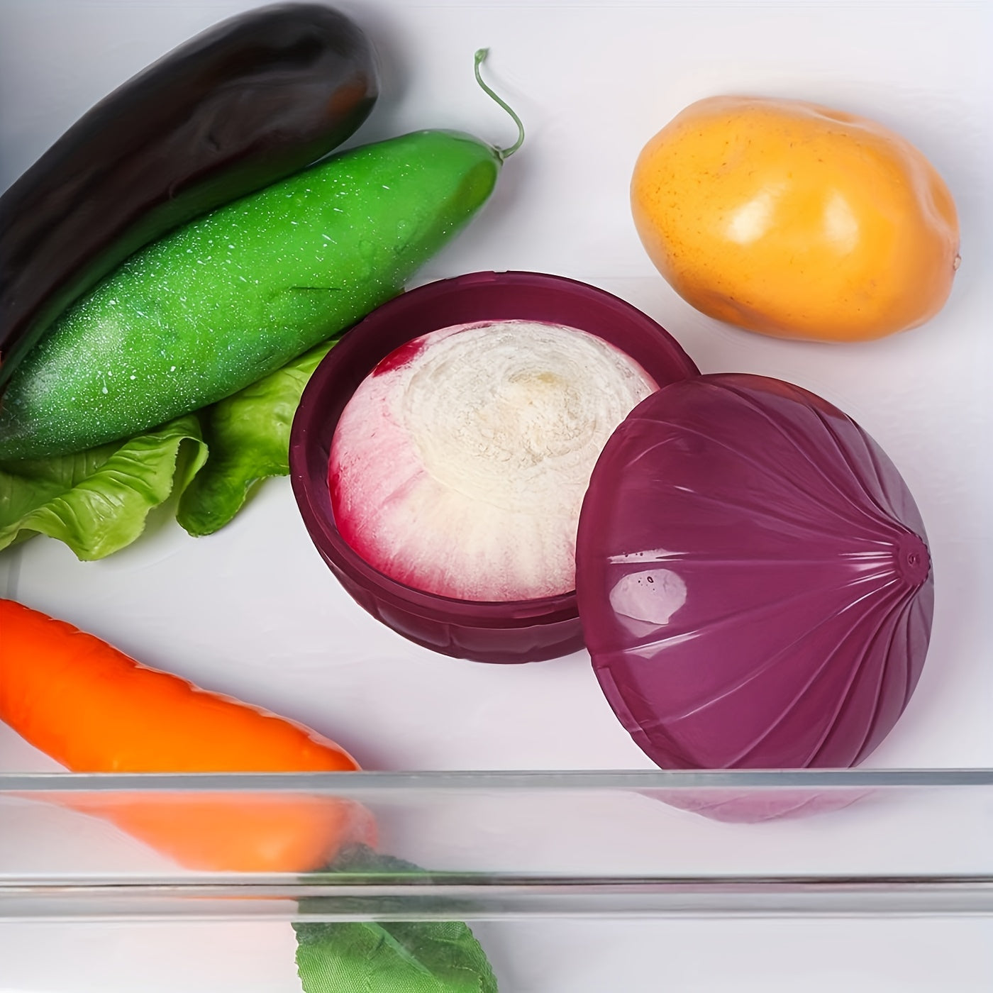 Onion Saver - Keep Your Onions Fresh with this Refrigerator Storage Container and Vegetable Crisper Kitchen Gadget.