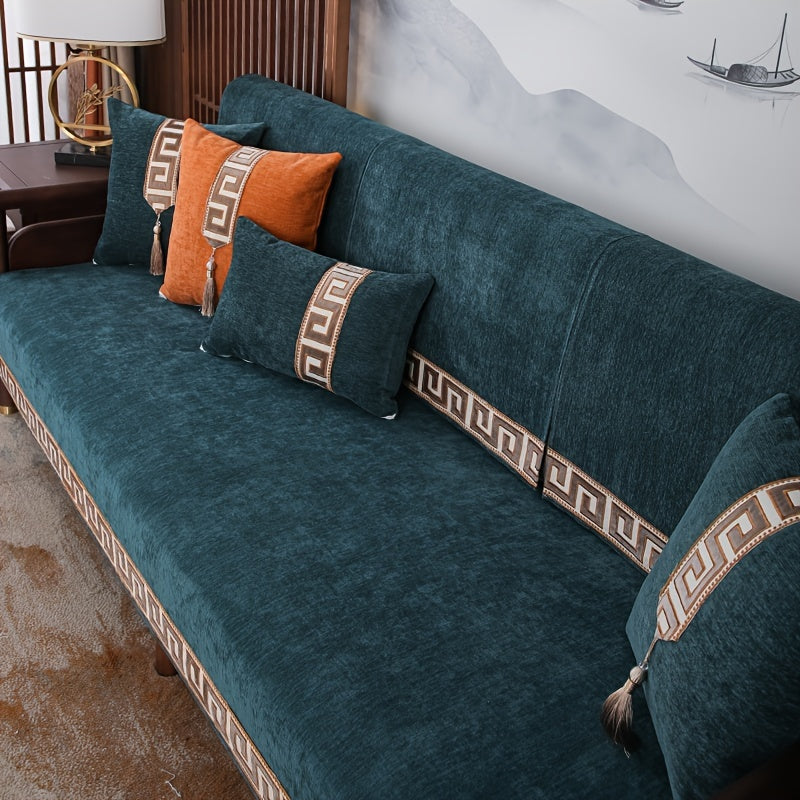 Chinese style dustproof sofa slipcover for all seasons, suitable for bedroom, office, and living room.