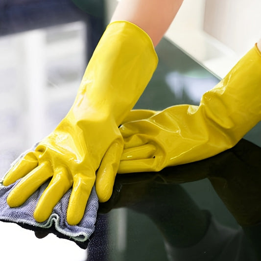 6 sets of durable, silicone household gloves for reuse, featuring thickened rubber for dishwashing, with extra thickness and long sleeves for kitchen cleaning, work, and painting