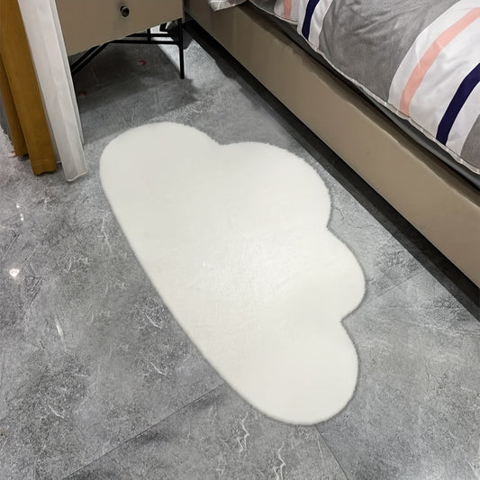 White Cloud Shaped Rug, Minimalistic Style Throw Carpet, Lightweight and Machine Washable Floor Mat, Perfect for Home Decor, Bedroom Accessory, Spring Gift