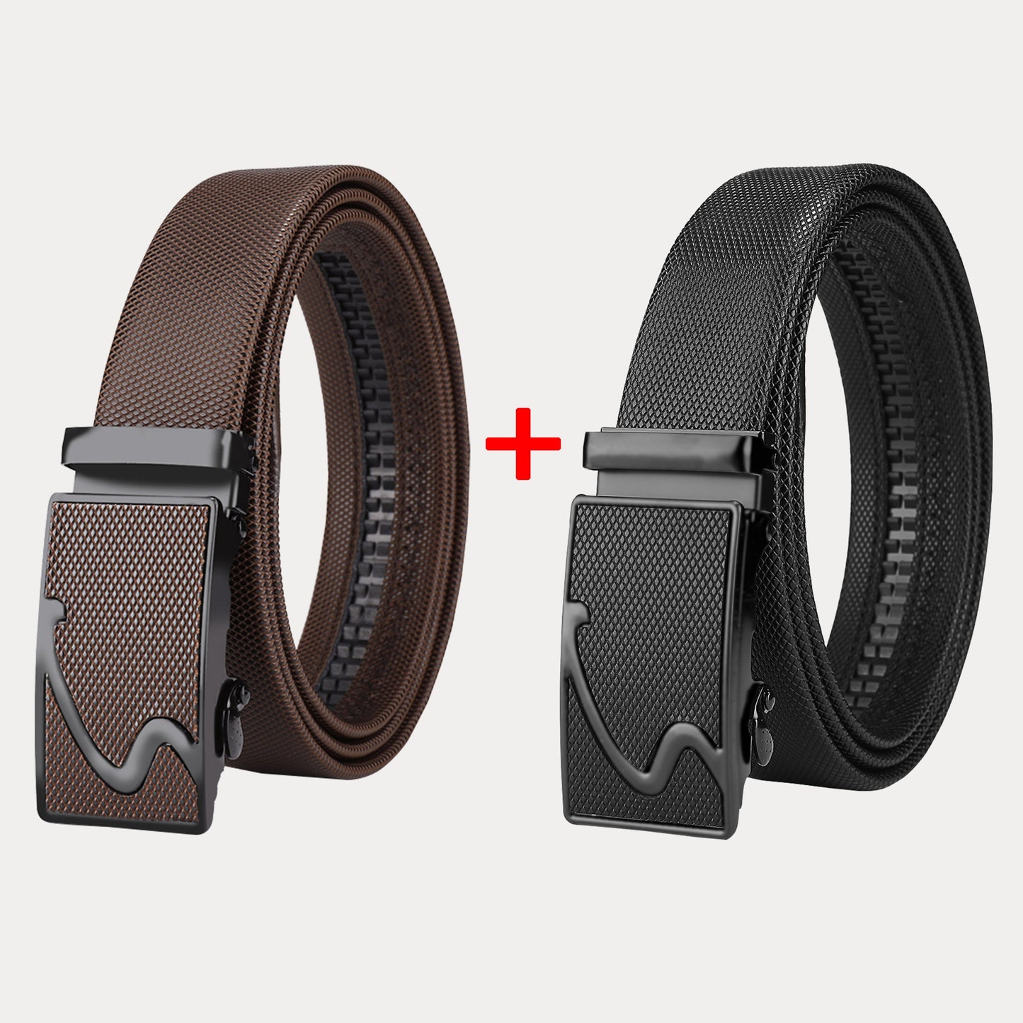 Two packs of men's belts with automatic buckle in Korean style, suitable for middle-aged and young businessmen.