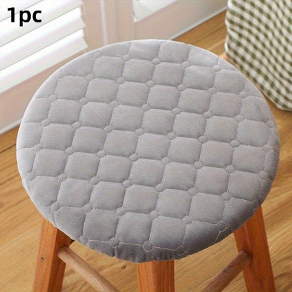 Glam Style Round Stool Cover made of thick linen fabric with elastic band closure. Hand wash only. Versatile decor cushion for all seasons.