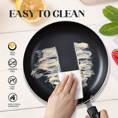 Set of 3 Aluminum Nonstick Frying Pans - Featuring Ceramic Coating, PFOA Free, and Durable Construction, Essential Cookware in Sizes 8/9.5/11 inch.