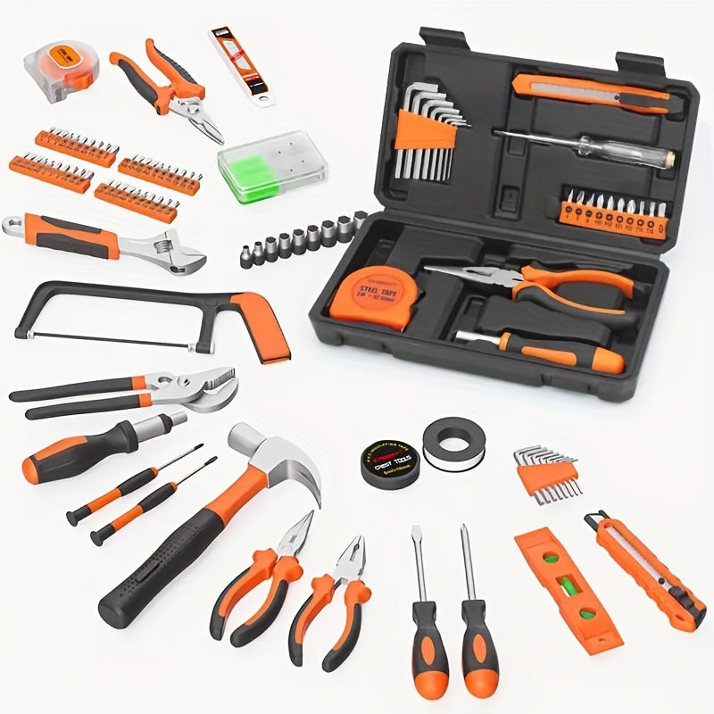 23pcs/138pcs Household Tool Set for DIY Home Repair, Hand-Powered with Screwdrivers, Wrenches, Storage Case; Metal & Plastic, No Battery Needed