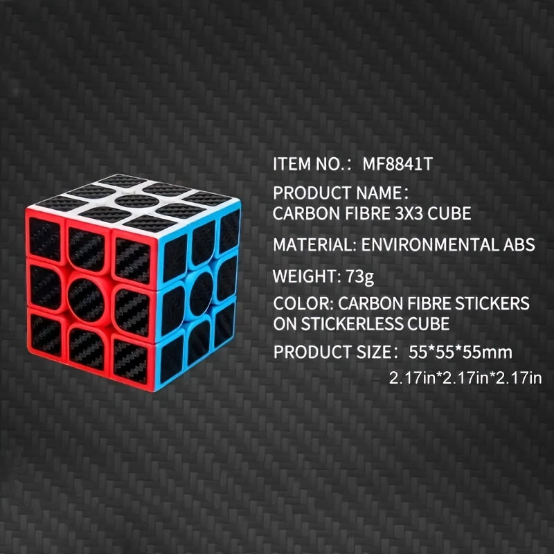 High-speed 3x3x3 carbon fiber cube with adjustable design for customizable difficulty, stress-relieving brain teaser toy in vibrant colors made of durable ABS material, suitable for all