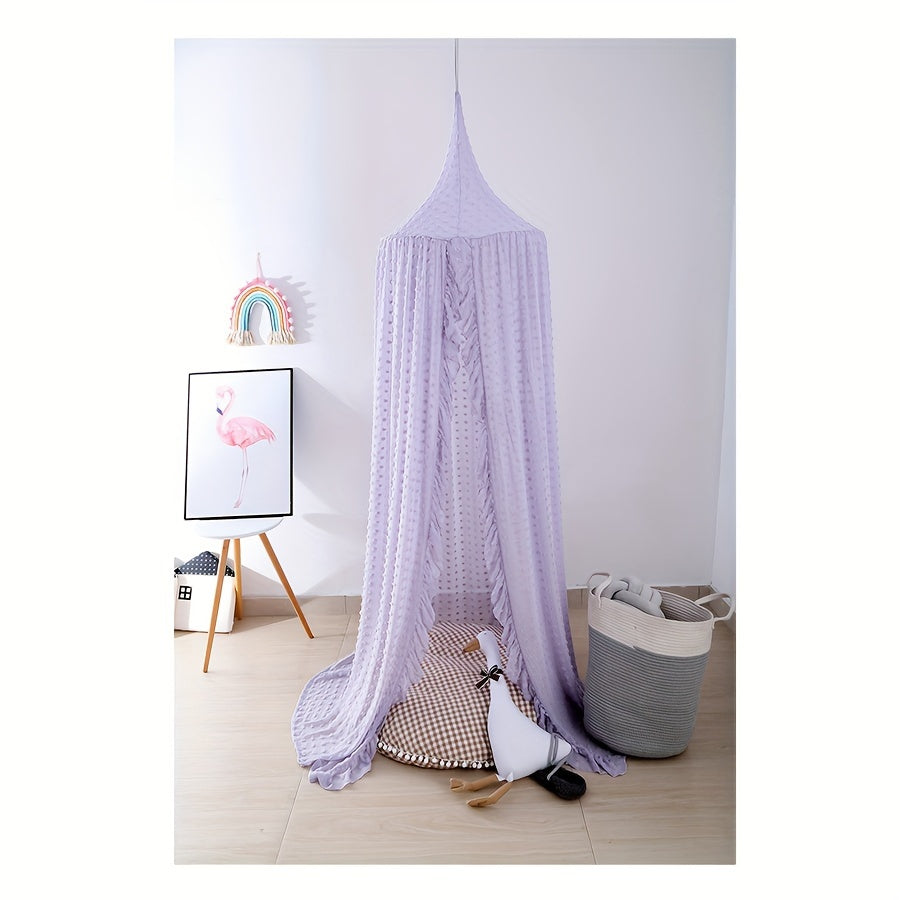 1pc Lace Crib Curtain Chiffon Mosquito Net Tent for Kids' Reading Nook or Crib Bed, Princess or Prince Round Dome Hanging Netting Curtains for Children's Bed.