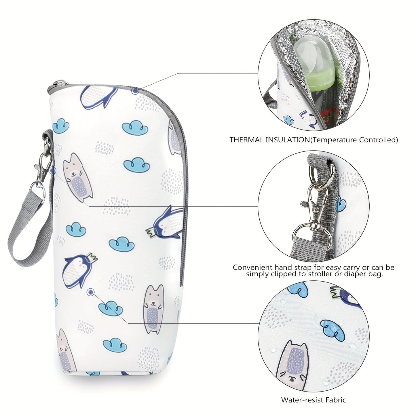 Bag for storing aluminum film bottles, insulated and portable, also known as a mommy bag.