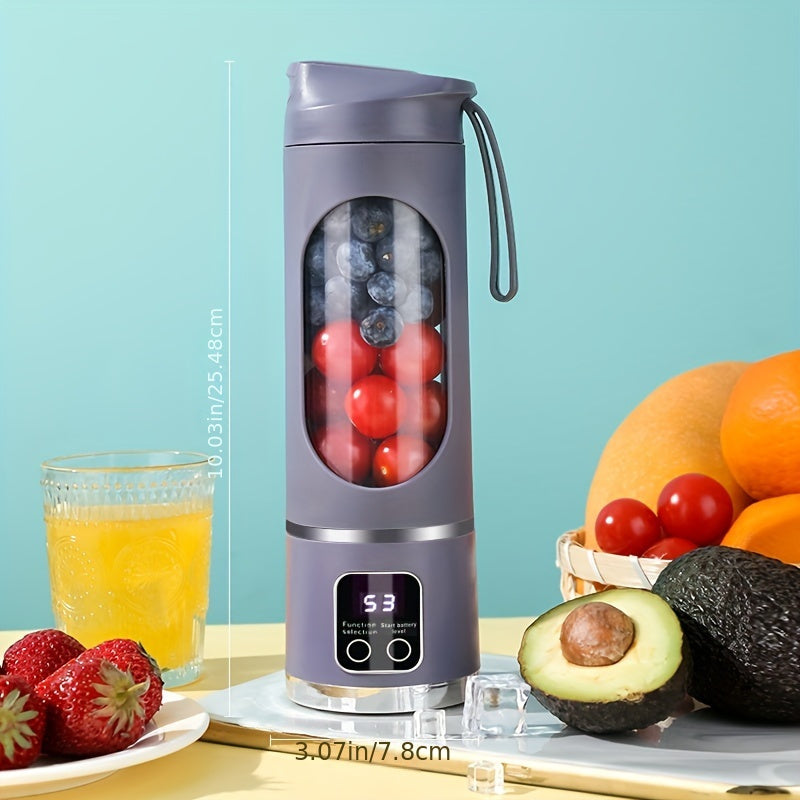 Compact and Portable USB Rechargeable Blender with LED Display - 450ml Capacity, Perfect for Smoothies & Fresh Juice, Convenient Design for On-the-Go Nutrition