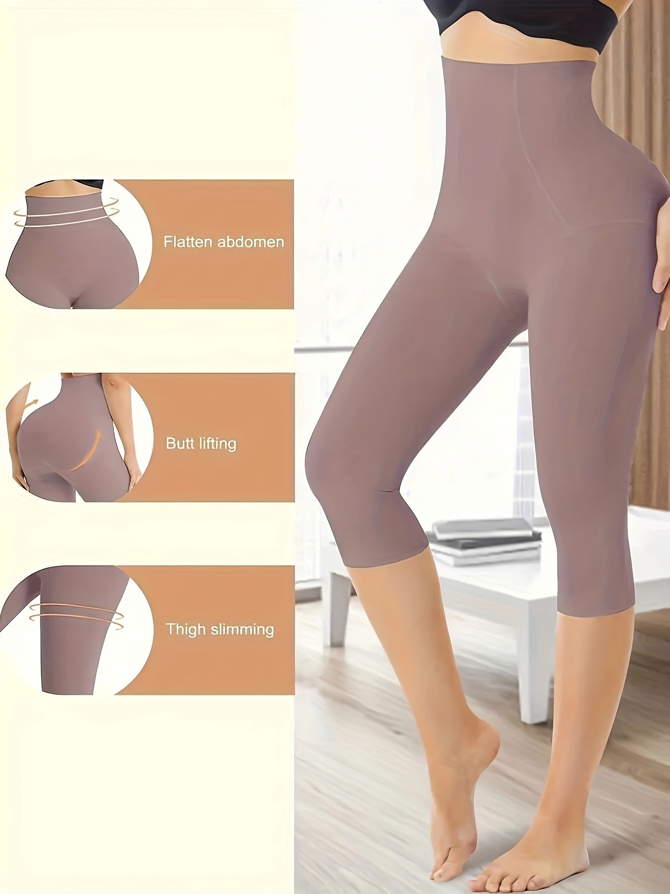 High-Waisted Slimming Capri Leggings for Women - Comfortable, Lightweight, and Seamless with Tummy Control and Butt Lift