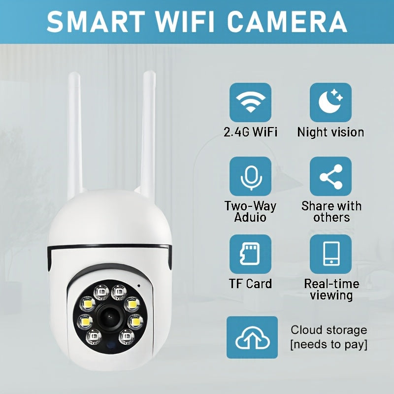 YIIYRY 1080P HD WiFi Security Camera features Night Vision, Two-Way Audio, Cloud/SD Card Support - Ideal for Indoor Monitoring in Bedroom, Living Room, or Dining Area