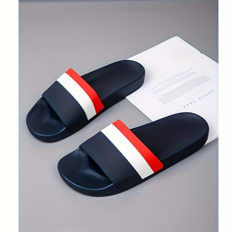 Gender-neutral Color Block Open Toe Slippers for Men and Women, featuring Soft, Durable Sole with Non-slip Comfort.