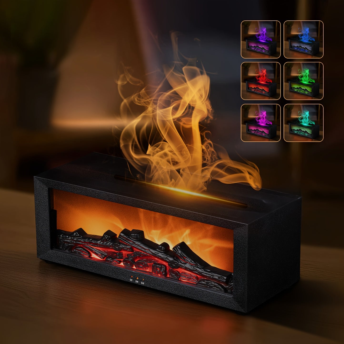 HOTU Simulation Flame Fireplace Humidifier with Remote Control and USB Power.