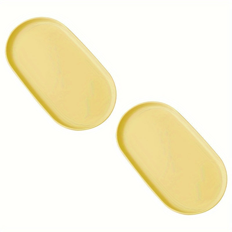 2-piece set of oval PP plastic serving trays for desserts and pastries, ideal for home, restaurants, and cafes.