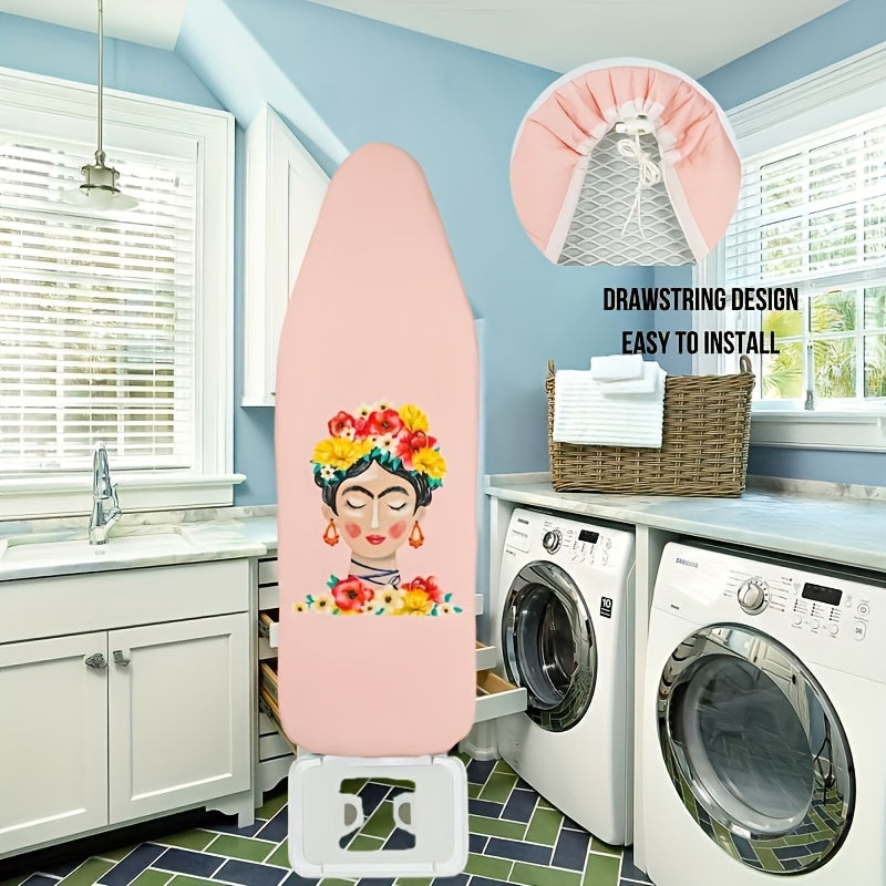 Iron in style with this adorable cartoon lady portrait ironing board cover! Made from high-temperature resistant, fade-proof pink PET fabric, this cover is not only cute but also durable. Installation is a breeze, making it easy to keep your ironing