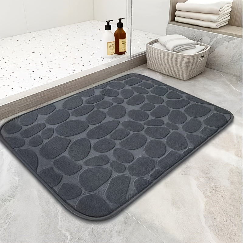 Luxurious Red Memory Foam Bath Mat with Geometric Heart Design - Non-Slip, Soft Polyester, Quick-Dry & Absorbent - Perfect for Bathroom Floors - Rectangular Plush Bathroom Accessory with Anti-Slip Feature