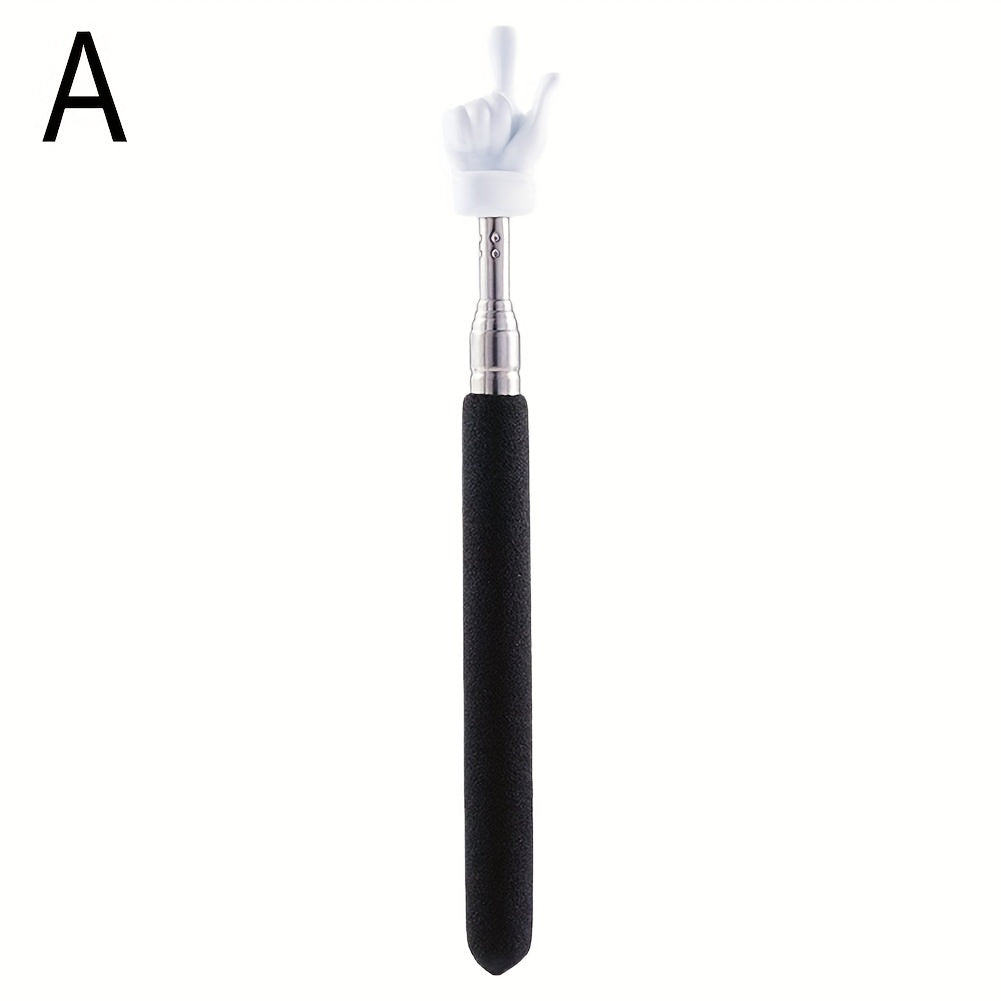 Telescopic Teacher Pointer with retractable stainless steel finger design for educators.