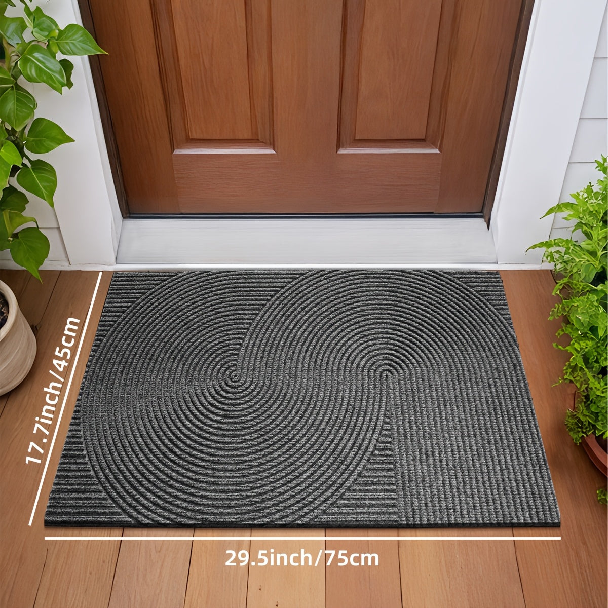 DJIANG Geometric Striped Door Mat, Non-Slip, Absorbent, Washable Rug for Indoor and Patio. Stain Resistant Polyester, Hand Wash Only.