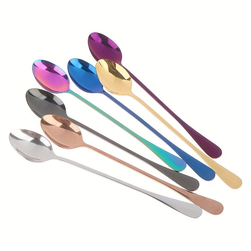 Long-handled Rainbow Tableware Spoon for stirring honey, coffee, and ice cream.